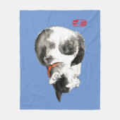 Couverture Polaire Chat japonais couché noir et blanc (Devant)