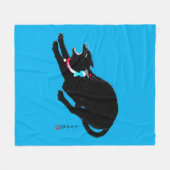 Couverture Polaire Chat Japonais Noir à la baguette (Devant (Horizontal))