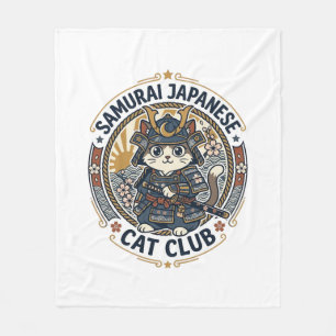 Couverture Polaire Chat japonais samouraï Art vectoriel POD - Samoura