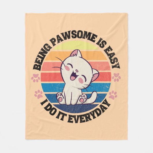 Couverture Polaire Chat Kawaii blanc mou (Devant)
