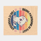 Couverture Polaire Chat Kawaii blanc mou (Devant (Horizontal))