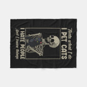 Couverture Polaire Chat Kitten Lover Grumpy Crâne Kitty Propriétaire (Devant (Horizontal))