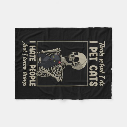 Couverture Polaire Chat Kitten Lover Grumpy Crâne Kitty Propriétaire (Devant (Horizontal))