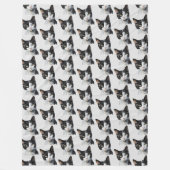 Couverture Polaire Chat Kitty blanc gris noir (Devant)