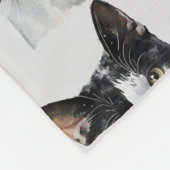 Couverture Polaire Chat Kitty blanc gris noir (Coin)