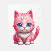 Couverture Polaire Chat Kitty Rose Cute (Devant)