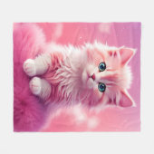 Couverture Polaire Chat Kitty Rose Fluffy Cute Dreamy (Devant (Horizontal))