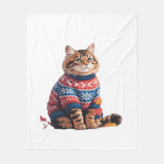 Couverture Polaire Chat Leaf Automne Bonjour Automne Funny Chat Kitte (Devant)