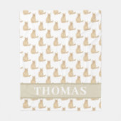 Couverture Polaire Chat Maine Coon personnalisé (Orange) Rose & Blanc (Devant)