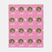 Couverture Polaire Chat Maine Coon, Personnalisé Pet Rose (Devant)
