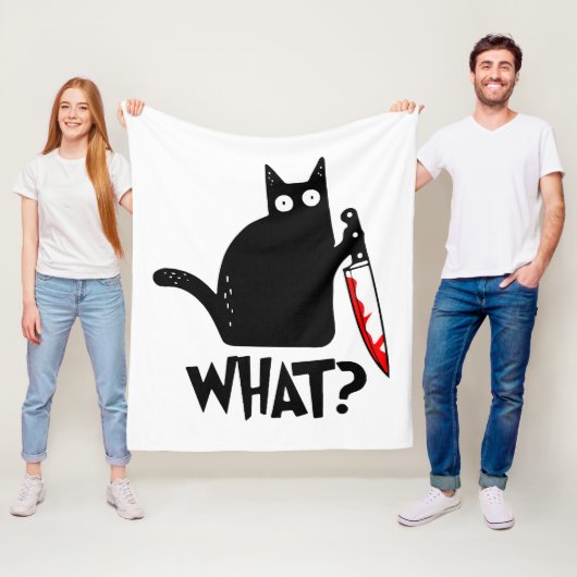 Couverture Polaire Chat Meurtrier Avec Couteau (En situation)
