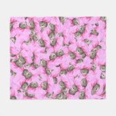 Couverture Polaire Chat mignon dans un Motif Casquette rose (Devant (Horizontal))