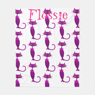 Couverture Polaire Chat milieu de siècle mignon poupée rose rose rose