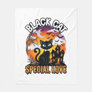 Couverture Polaire Chat Noir Amour Spécial Halloween Maison Hantée Ch