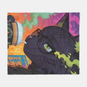 Couverture Polaire Chat noir animé mystique (Devant (Horizontal))