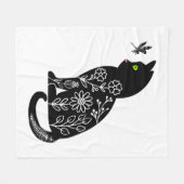 Couverture Polaire Chat noir aux yeux verts (Devant (Horizontal))