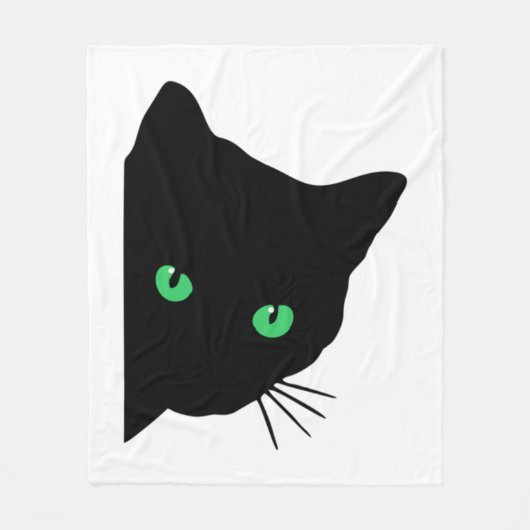 Couverture Polaire chat noir aux yeux verts (Devant)