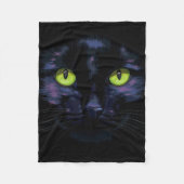 Couverture Polaire Chat noir avec les yeux verts (Devant)