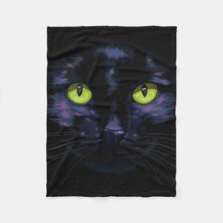 Couverture Polaire Chat noir avec les yeux verts