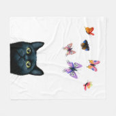 Couverture Polaire Chat noir blanc 606 papillons (Devant (Horizontal))