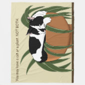 Couverture Polaire Chat noir blanc Plante drôle (Devant)