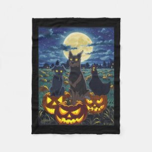 Couverture Polaire Chat noir Chien Poulet Halloween Citrouille Épouva