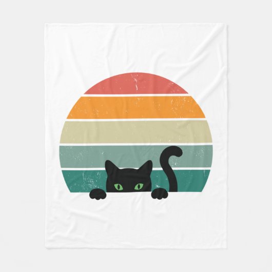 Couverture Polaire Chat noir Coucher de soleil Coucher de soleil Vint (Devant)