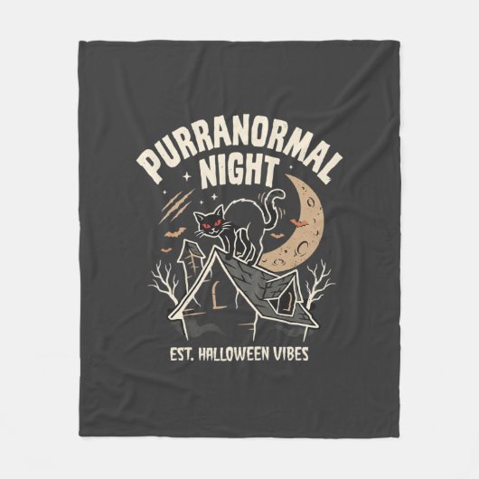 Couverture Polaire Chat Noir de Lune d'Halloween (2) (Devant)