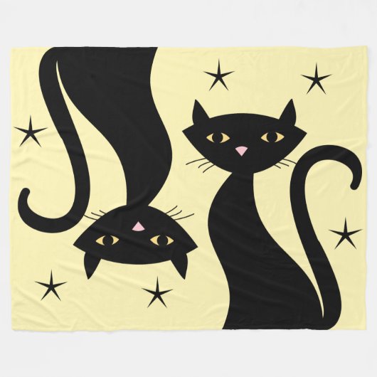 Couverture Polaire Chat noir des années 1950, jaune (Devant (Horizontal))
