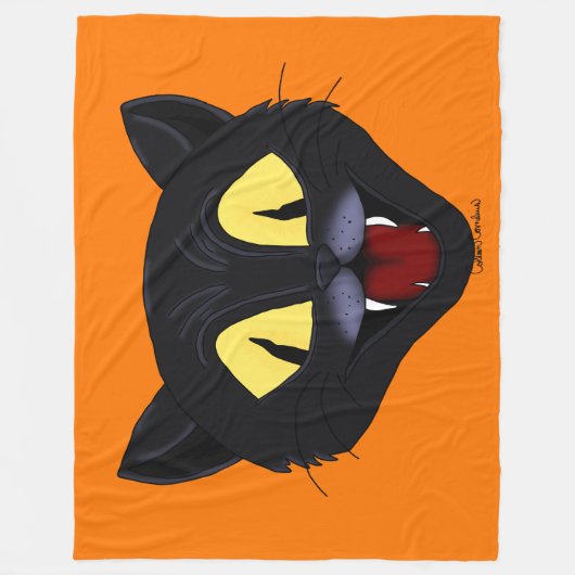 Couverture Polaire Chat noir d'Halloween (Devant)