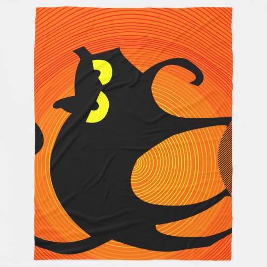 Couverture Polaire Chat noir d'Halloween (Devant)
