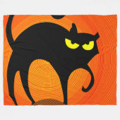 Couverture Polaire Chat noir d'Halloween (Devant (Horizontal))