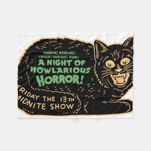 Couverture Polaire Chat noir d'Halloween Vintage (Devant (Horizontal))