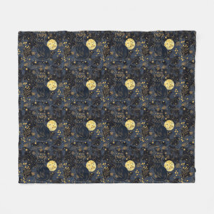 Couverture Polaire Chat noir du Motif Ciel étoilé
