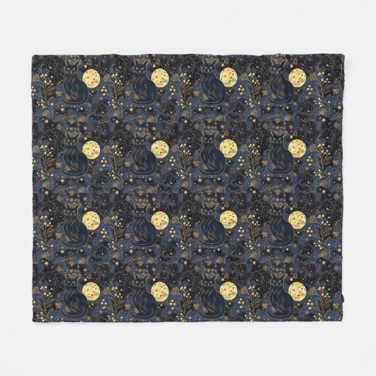 Couverture Polaire Chat noir du Motif Ciel étoilé (Devant (Horizontal))