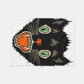 Couverture Polaire Chat noir effrayé d'Halloween Vintage (Devant (Horizontal))