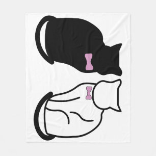 Couverture Polaire Chat noir et blanc