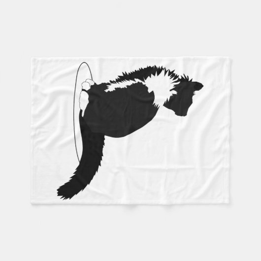 Couverture Polaire Chat noir et blanc (Devant (Horizontal))