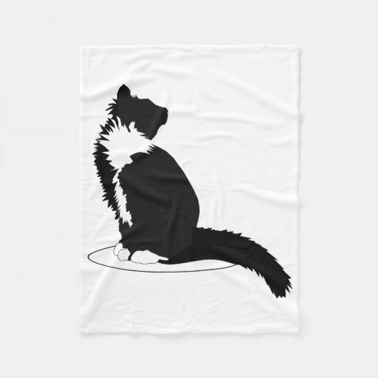 Couverture Polaire Chat noir et blanc (Devant)