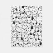 Couverture Polaire Chat noir et blanc Motif mignet (Devant)