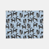 Couverture Polaire Chat noir et blanc Tuxedo bleu (Devant (Horizontal))