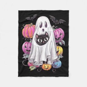 Couverture Polaire Chat Noir Fantôme Avec Citrouilles Halloween Effra