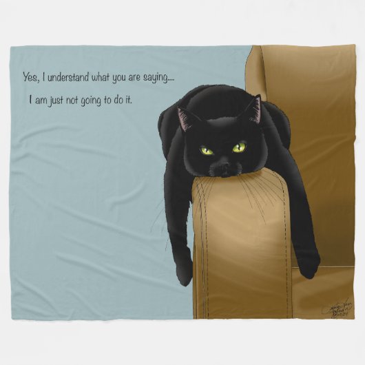 Couverture Polaire Chat noir Funny Sassy Blue (Devant (Horizontal))