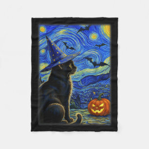 Couverture Polaire Chat noir Halloween amateurs de chats drôles pour