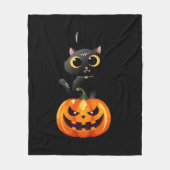 Couverture Polaire Chat noir Halloween Design - Art Citrouille Éffray (Devant)