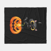 Couverture Polaire Chat noir Halloween Design - Art Citrouille Éffray (Devant (Horizontal))