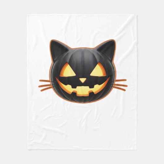 Couverture Polaire Chat noir Jack o'Lantern Emoji T-shirt classique (Devant)