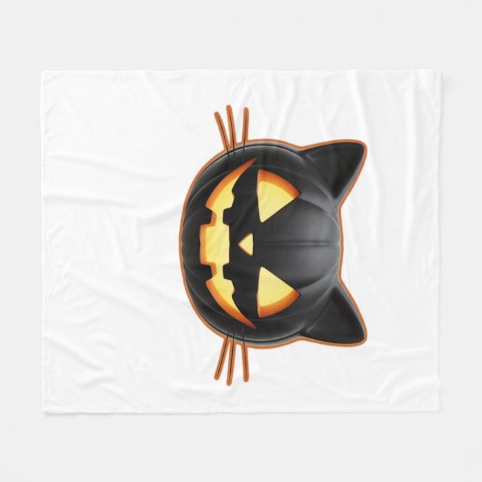Couverture Polaire Chat noir Jack o'Lantern Emoji T-shirt classique (Devant (Horizontal))