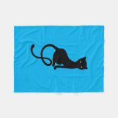Couverture Polaire Chat noir mauvais aimable bleu (Devant (Horizontal))