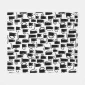 Couverture Polaire Chat noir mignon (Devant (Horizontal))